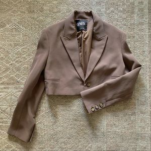 Brown Zara Cropped Blazer